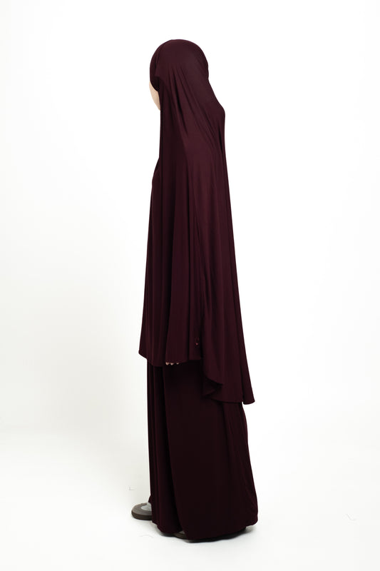 Burgundy bamboo Khimar Set