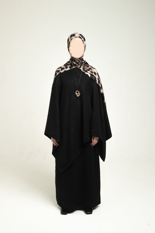 Brushed knit Cape - Black