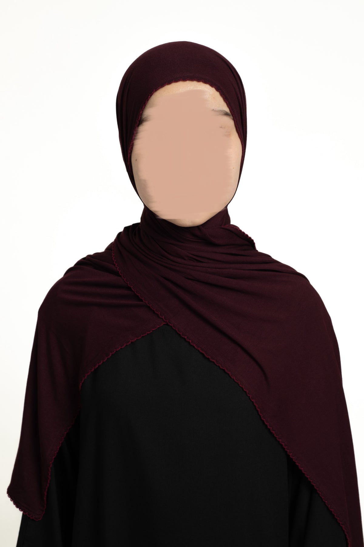 Burgundy lace trim hijab