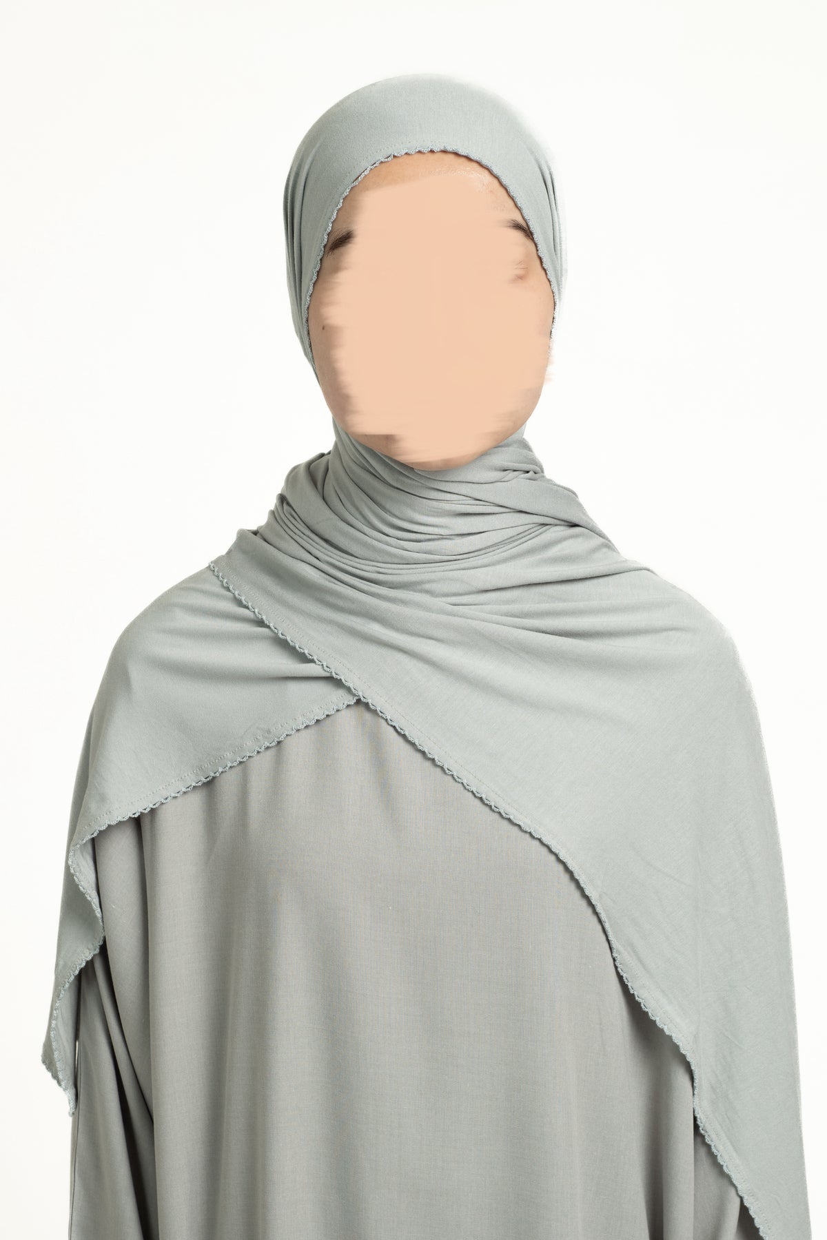 Seal blue lace trim hijab