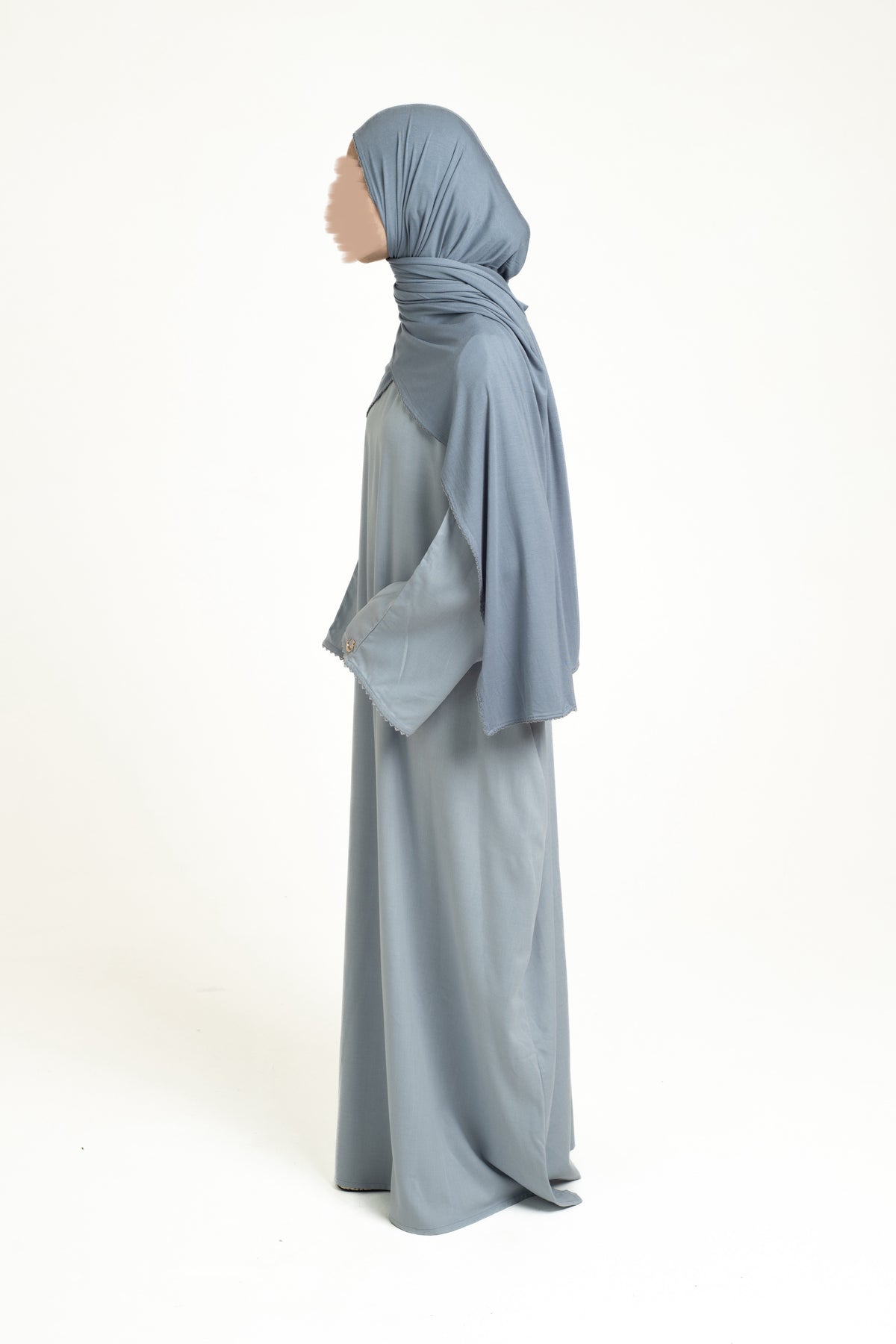 Mist blue lace abaya