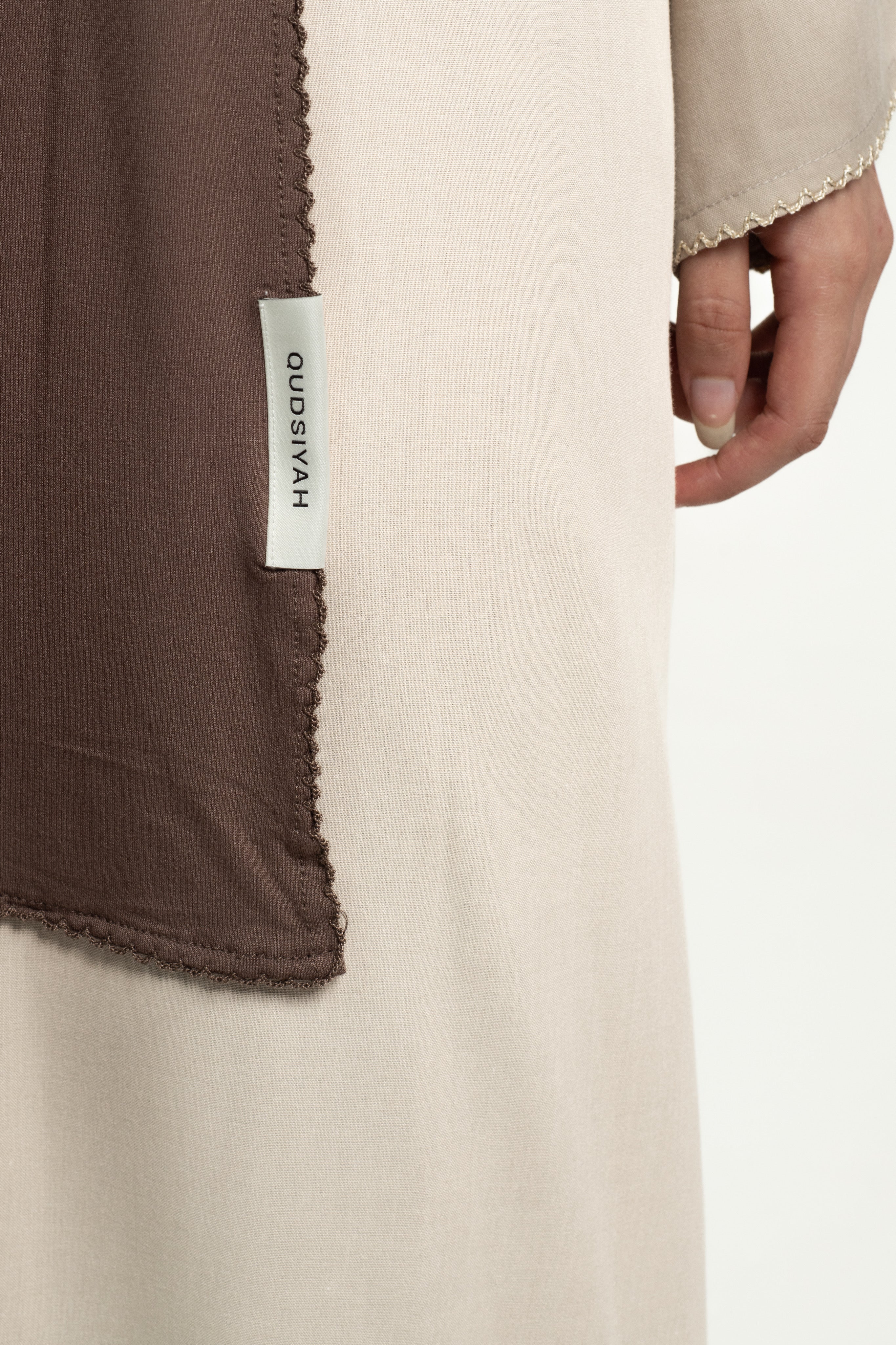 Ash brown lace trim hijab