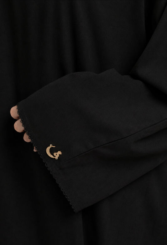 Black lace trim abaya