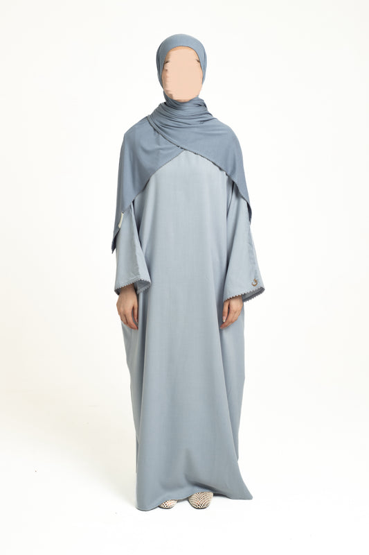 Mist blue lace abaya