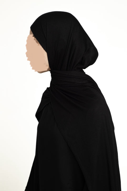 Black lace trim hijab