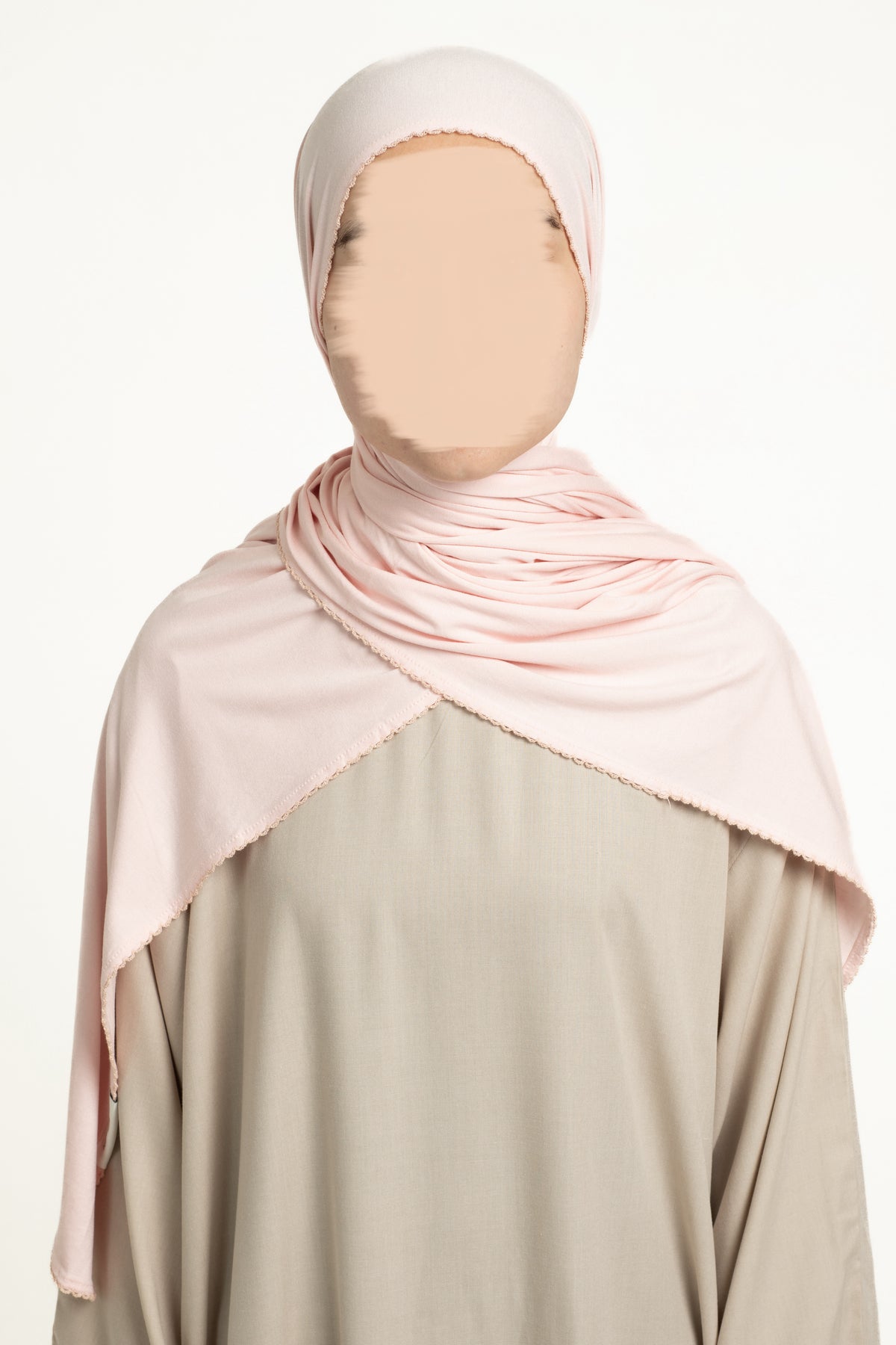 Soft blush lace trim hijab