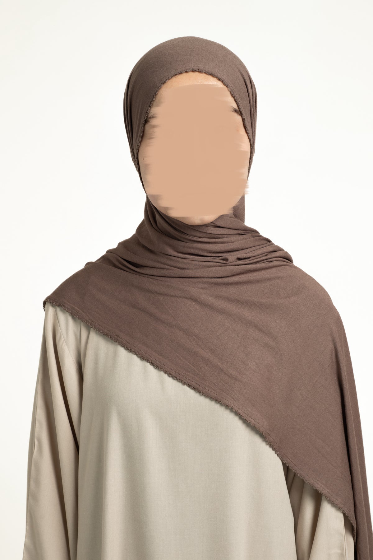 Ash brown lace trim hijab