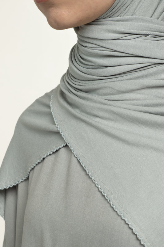 Seal blue lace trim hijab