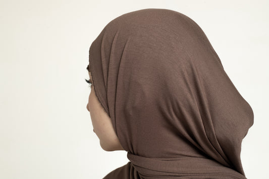 Ash brown lace trim hijab