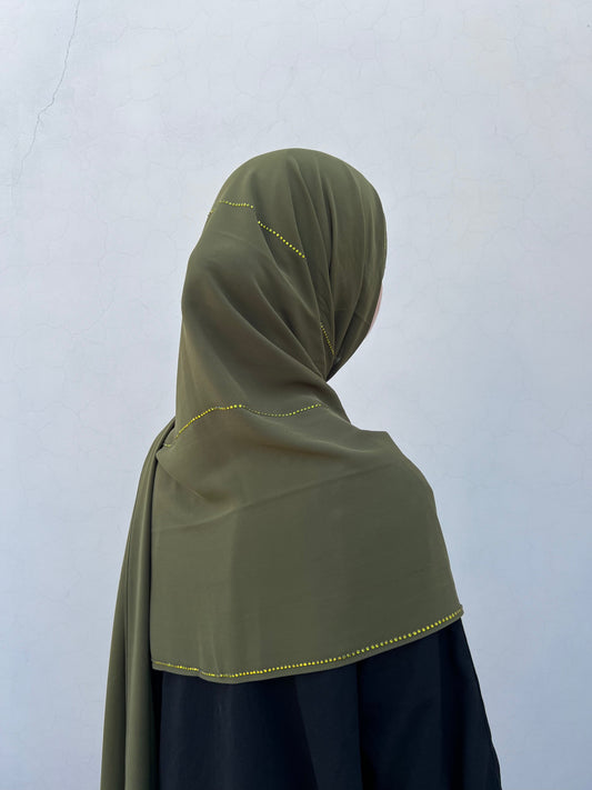 Olive Rhinestone Hijabs