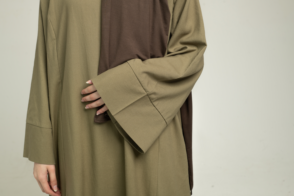 Linen Abaya - Light Moss
