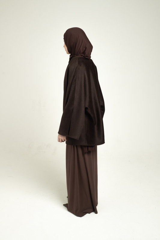 Slit Sleeve Cape - Chocolate