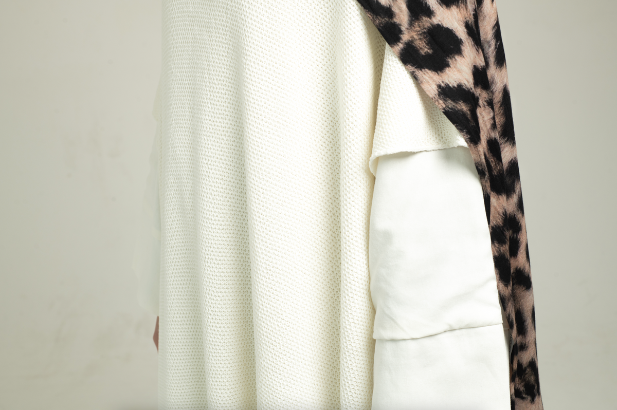 Long Knitted Cape - White