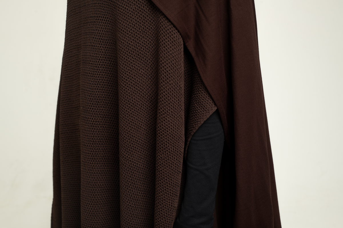 Long Knitted Cape - Chocolate