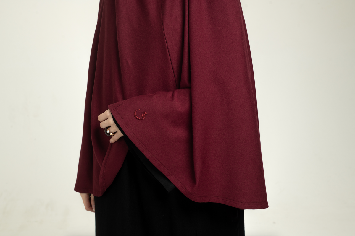 Knit Short Khimar - Burgundy